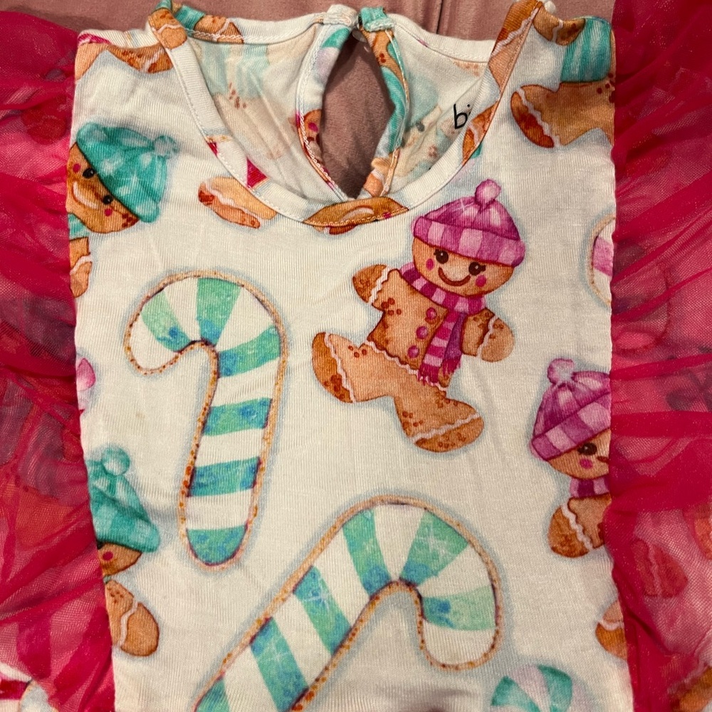 Birdie Bean 3T bamboo ginger bread and candy canes with tulle skirt
